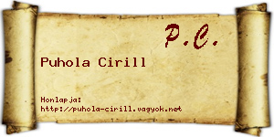 Puhola Cirill névjegykártya